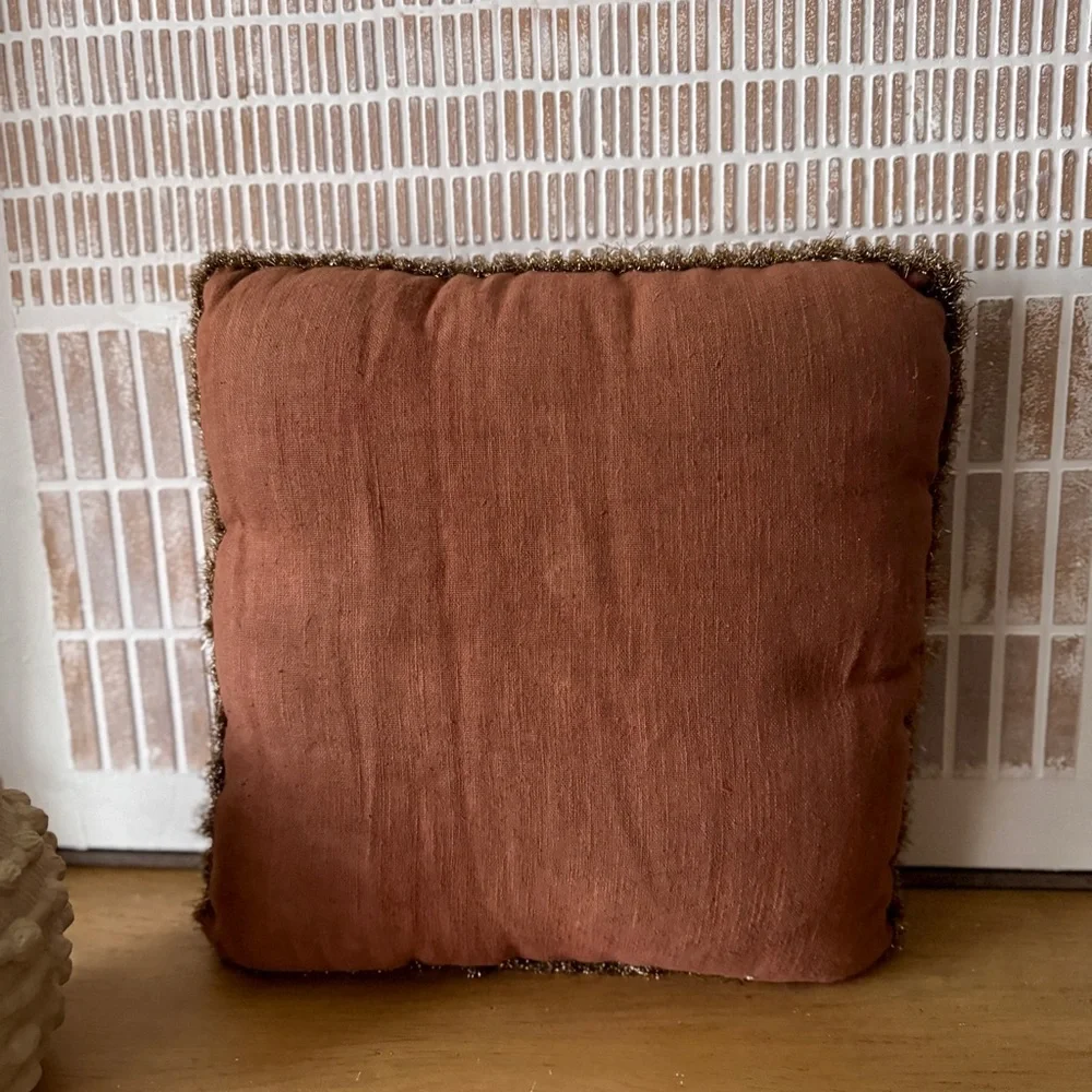 Vintage Christmas Decorative Pillow in Terracotta